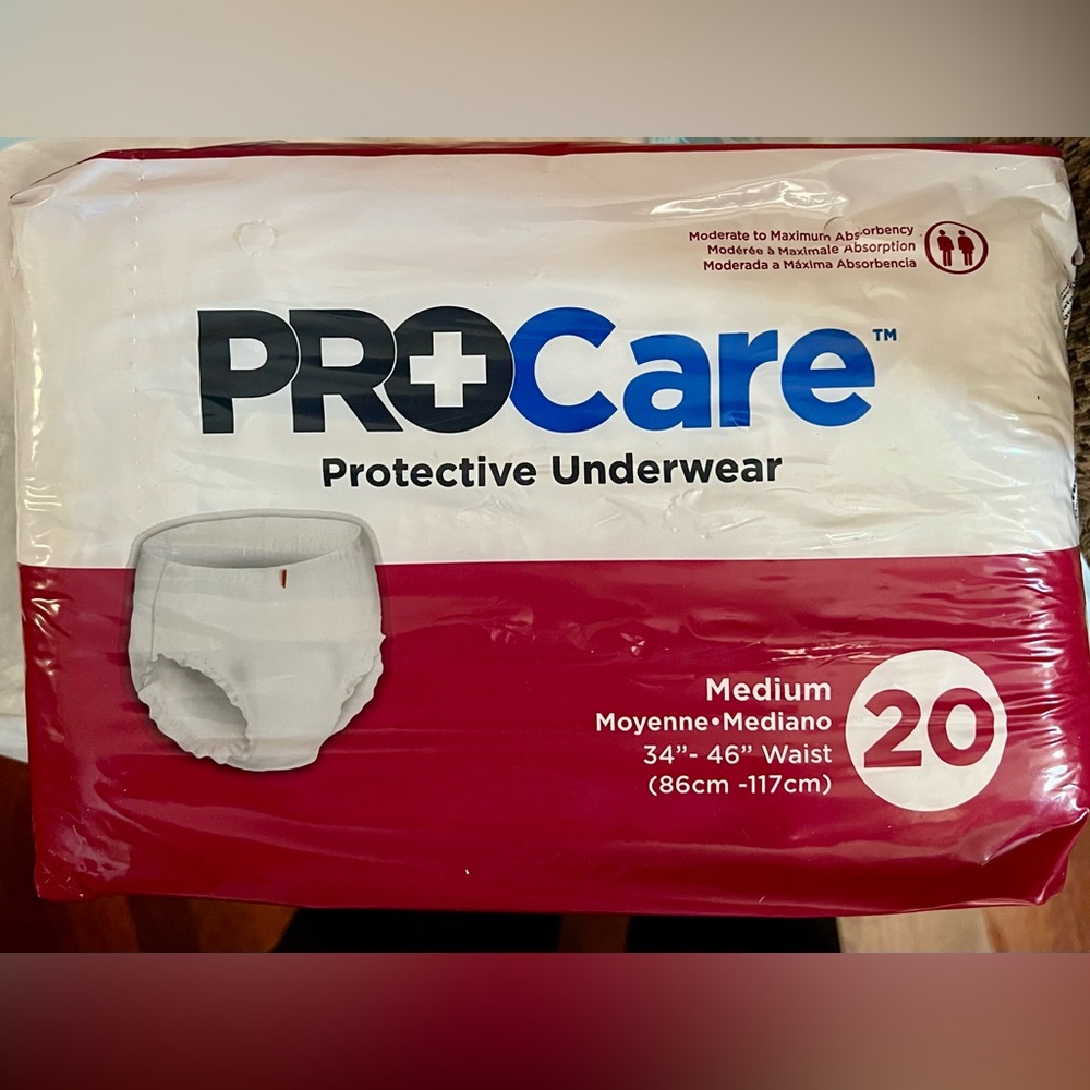 PROCare Medium Size 34” to 46” Waist Protective Underwear 20 pack
